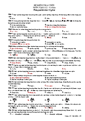 Đề kiểm tra 1 tiết môn Vật lý 12 - Đề 1 (Cơ bản) (Kèm đáp án)